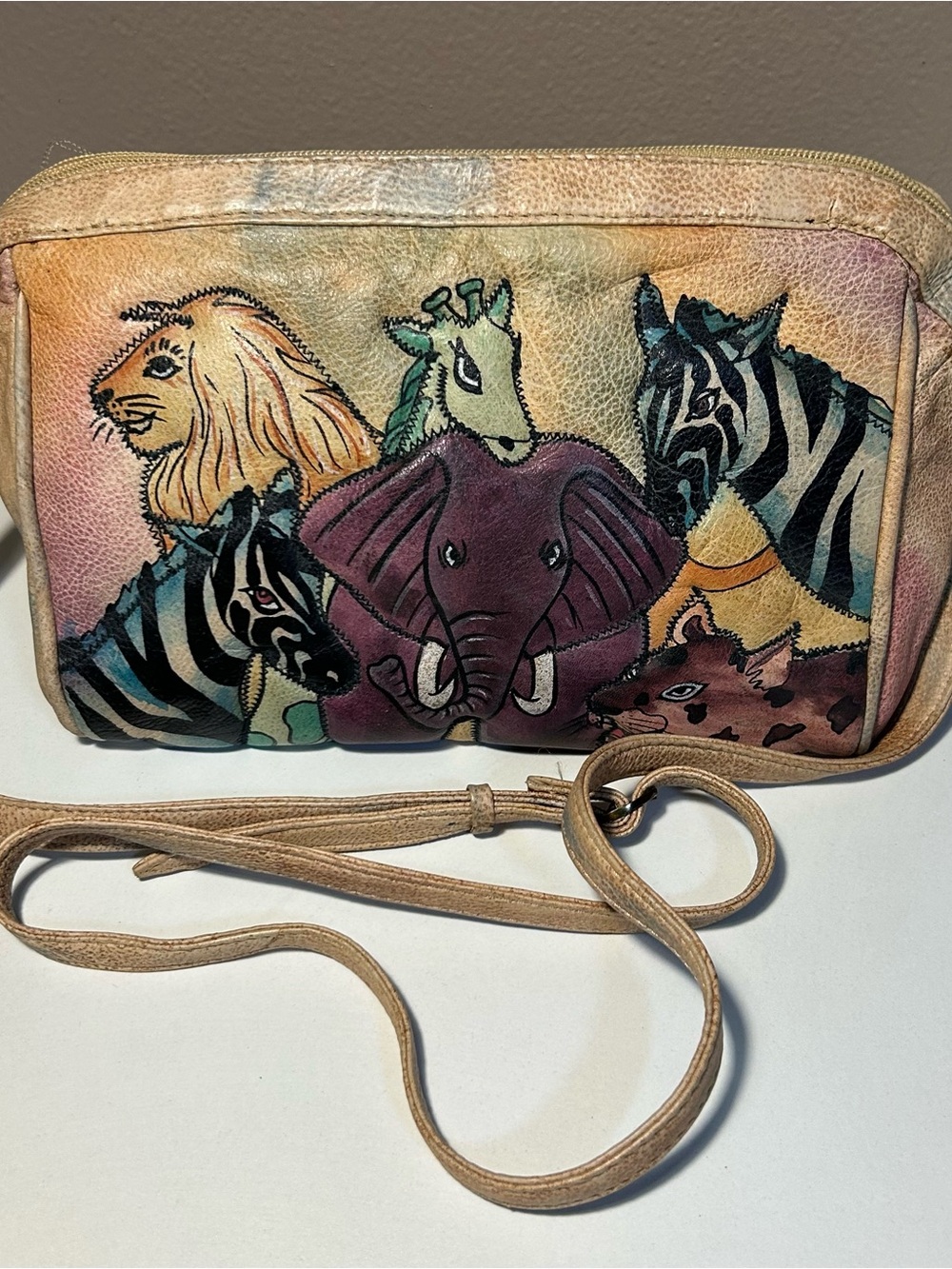 Vintage Emily Ann of Boca Raton Hand painted purse Crossbody Animals Elephant